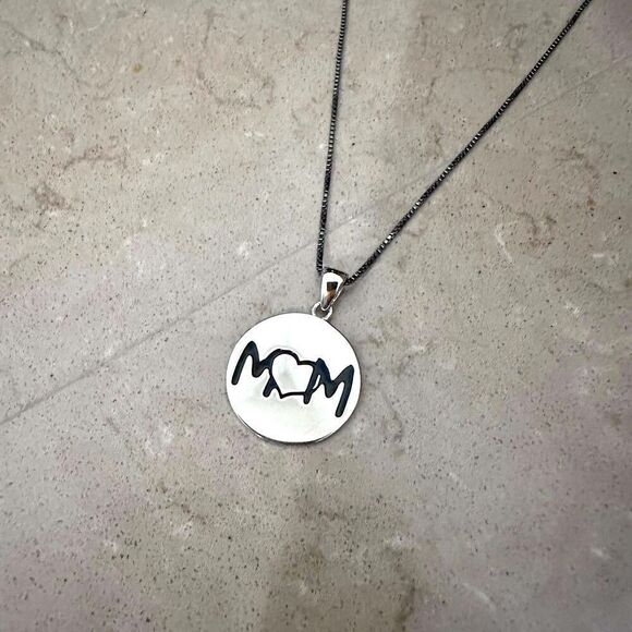 Sterling Silver "Im so glad you're my mom" Necklace-Rhodium Plated Chain - Picture 1 of 6